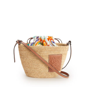【LOEWE（ロエベ）】ポシェット ドローストリングバッグ （ウォーターリリー キャンバス＆ラフィア）
