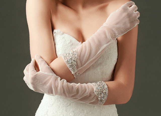 SALE／61%OFF】 グローブ 手袋 フィンガーレス ウェディング 結婚式 刺繍