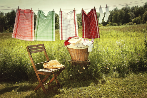Washing,Day,With,Laundry,On,Clothesline