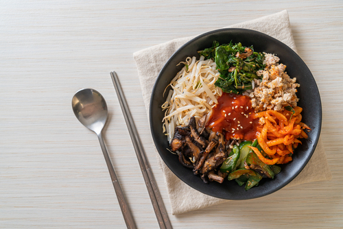 Bibimbap,,Korean,Spicy,Salad,With,Rice,Bowl,-,Traditionally,Korean