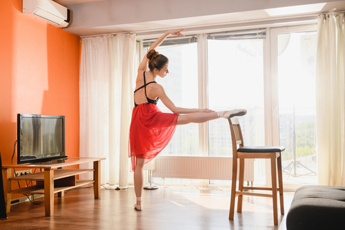 Ballet,Dancer,Stretching,At,Home,At,Quarantine