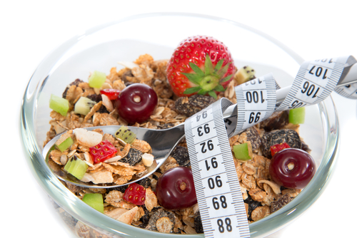 Diet,Weight,Loss,Concept,Tape,Measure,Spoon,Muesli,Cereals,Bowl