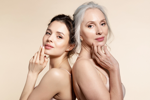 Elderly,And,Young,Women,With,Smooth,Skin,And,Natural,Makeup